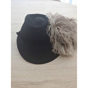 1940s Vintage Black Fedora with Feathers